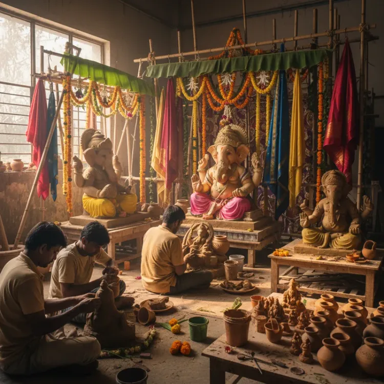 Behind the Mandap A Story of Crafting Divine Ganesh Chaturthi Decor in NCR