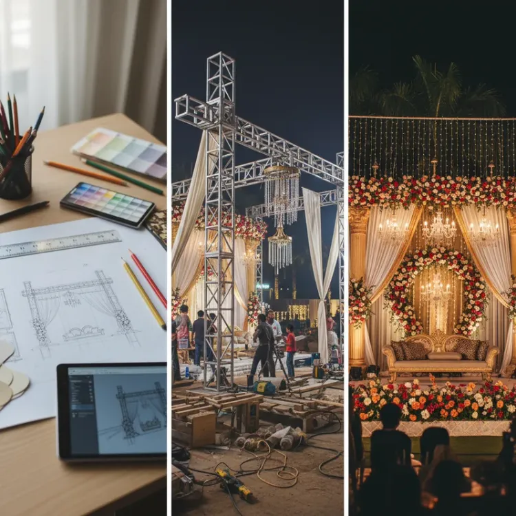 From Sketch to Spectacle The Making of a Modern Faridabad Wedding Stage